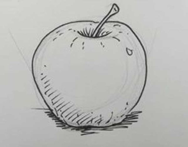Рисунок яблока карандашом с тенью