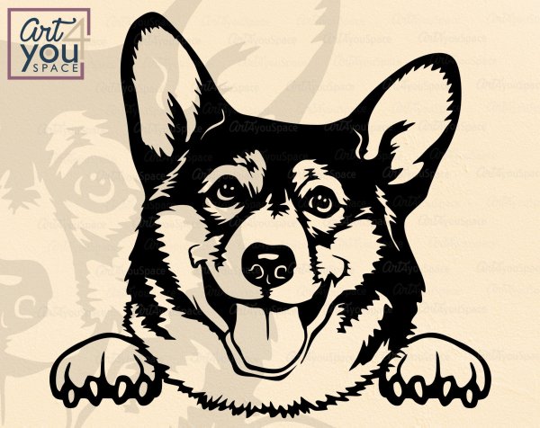 Силуэт морды корги