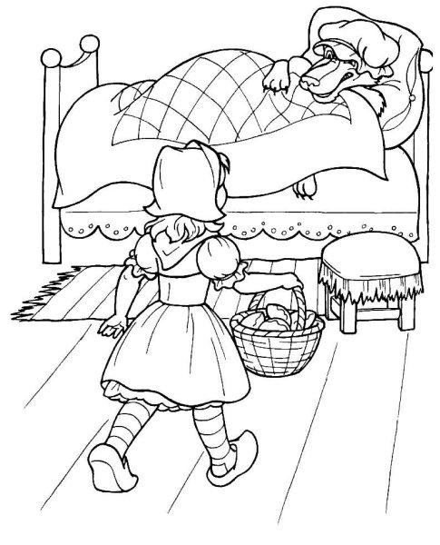 Шарль Перро красная шапочка раскраска