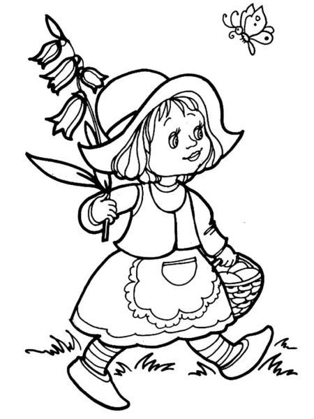 Раскраска к сказке красная шапочка Шарль Перро