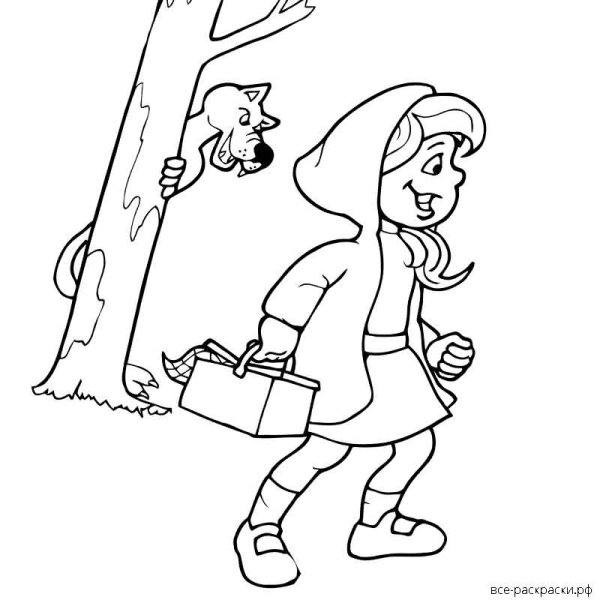 Раскраска для детей старшей группы сказка красная шапочка