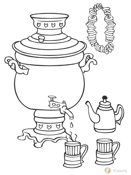 Самовар рисунок для детей