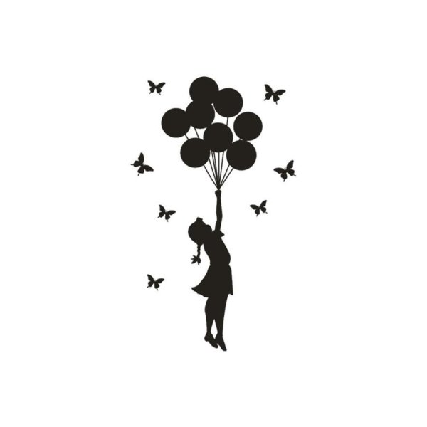 Девочка с шариками трафарет