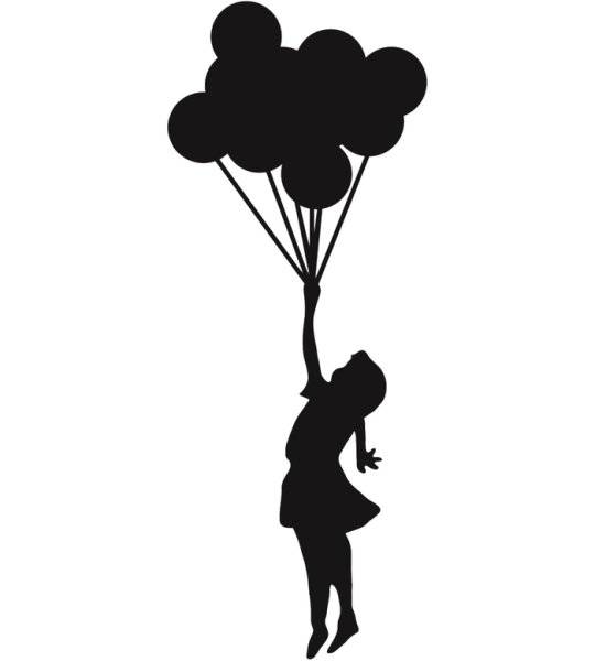 Силуэт девочки с шариками
