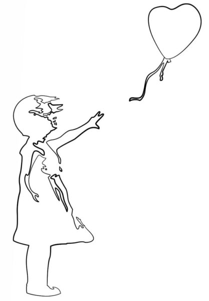 Девочка с шариками раскраска