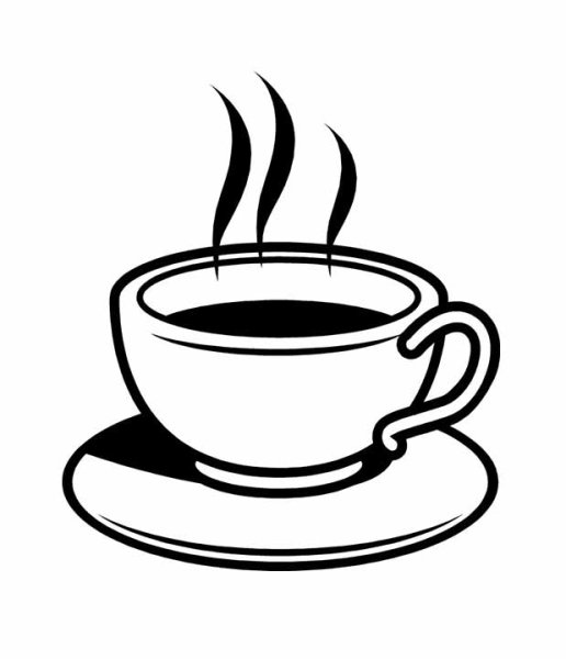 Чашка кофе черно белая