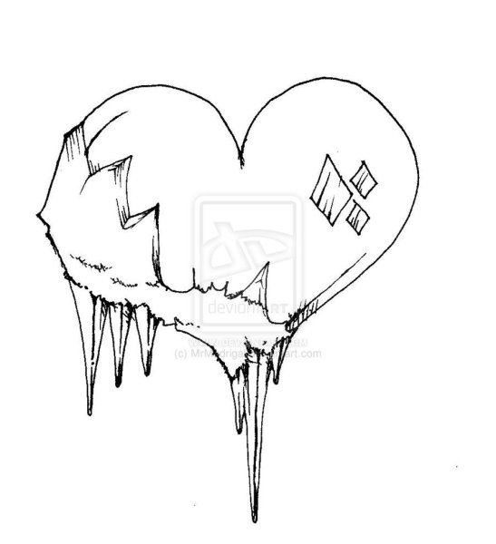 Раскраски разбитые сердца