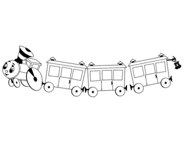 Раскраска поезд с вагонами