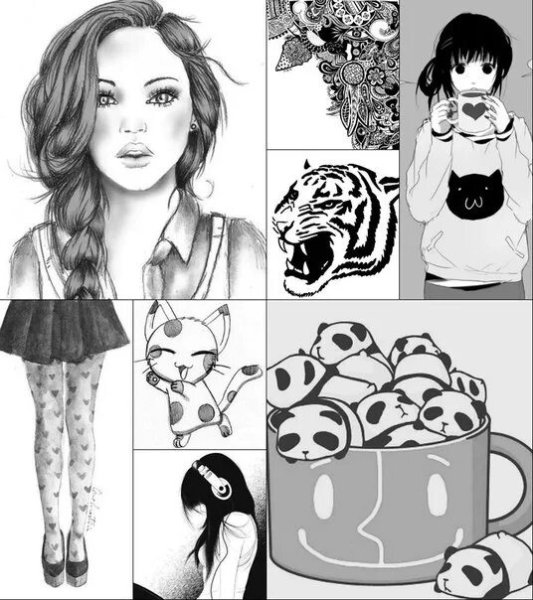 Чёрно-белые рисунки для распечатки