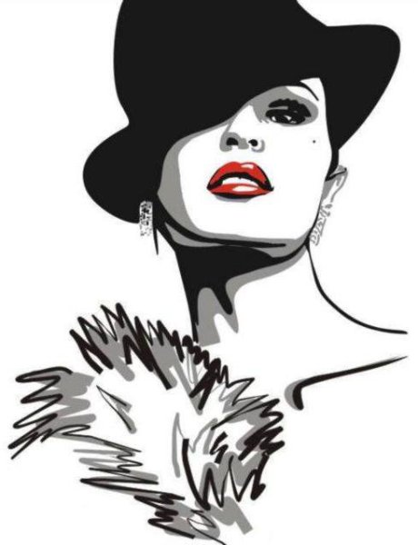 Графика женщина в шляпе