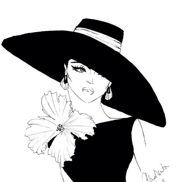 Девушка в шляпе рисунок
