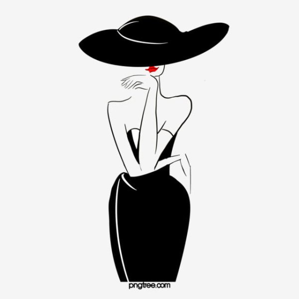 Силуэт девушки в шляпе