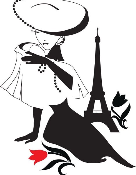 Женский силуэт в шляпе