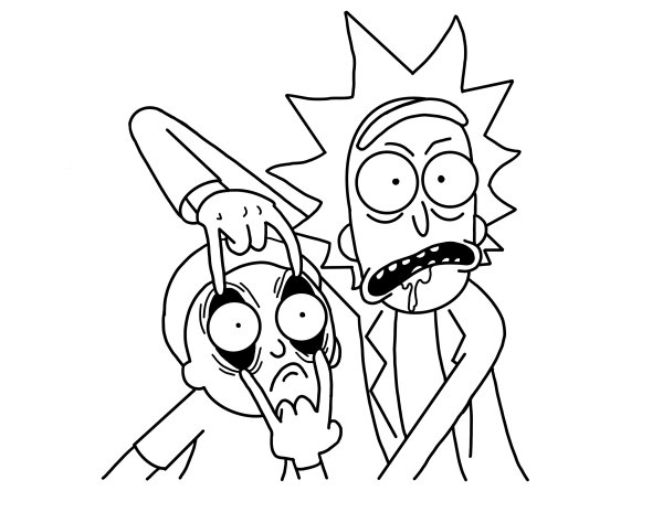 Рик и Морти вектор чб