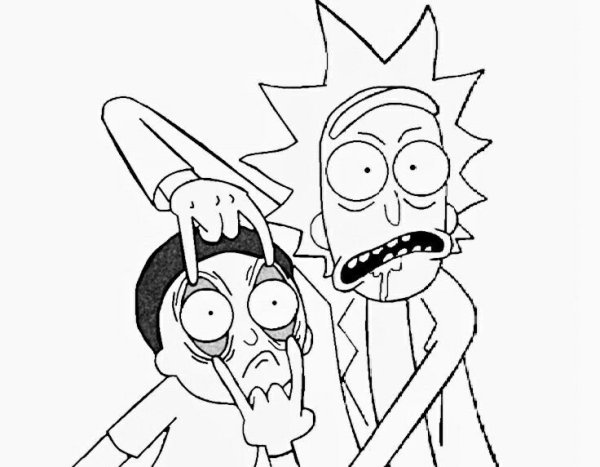 Rick and Morty черно белый