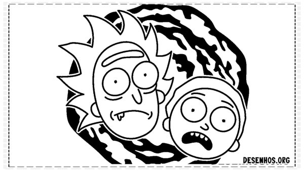 Наклейки чб Рик и Морти