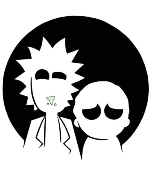 Наклейки чб Рик и Морти