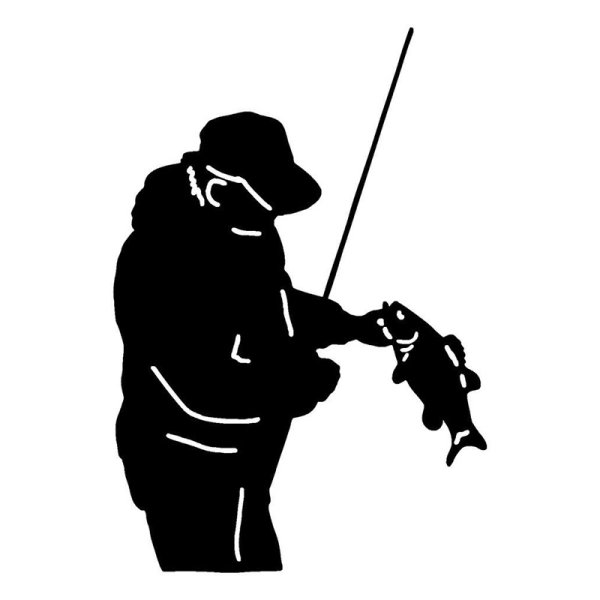 Силуэт рыбака с удочкой