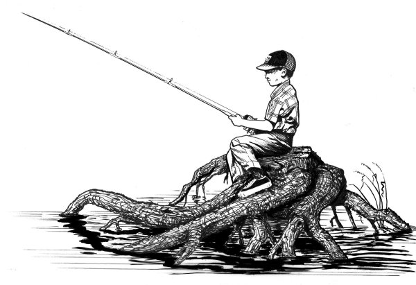 Рыбак зарисовка
