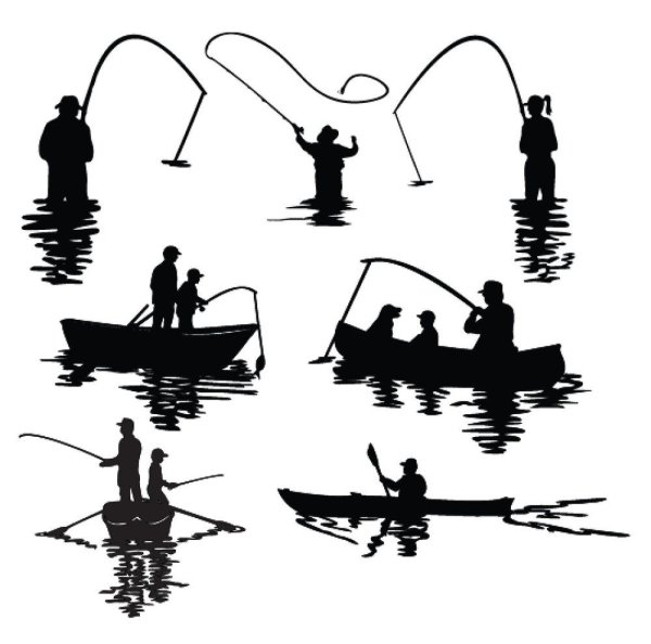 Рыбак в лодке силуэт