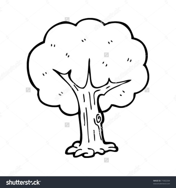 Дерево черно белое контур