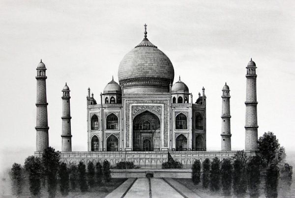 Тадж-Махал Индия черно белые