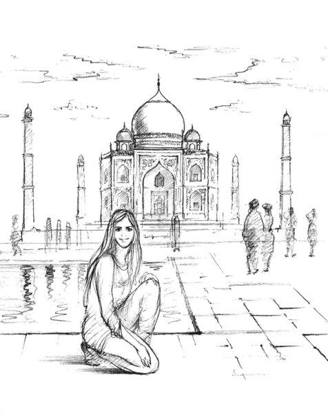 Раскраска храм Тадж Махал Индия