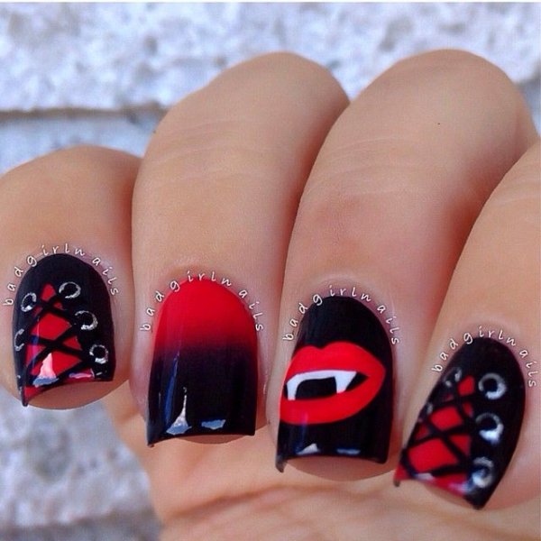 Черно красный маникюр молодежный