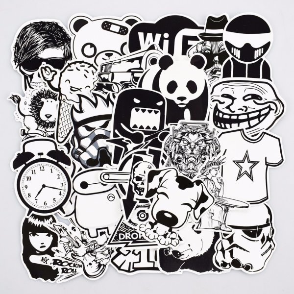 Наклейки черно белые