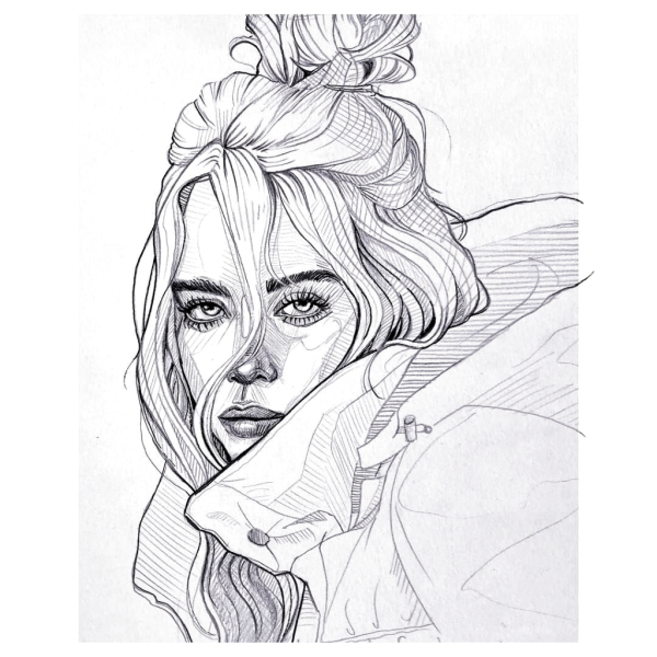 Портрет Билли Айлиш карандашом