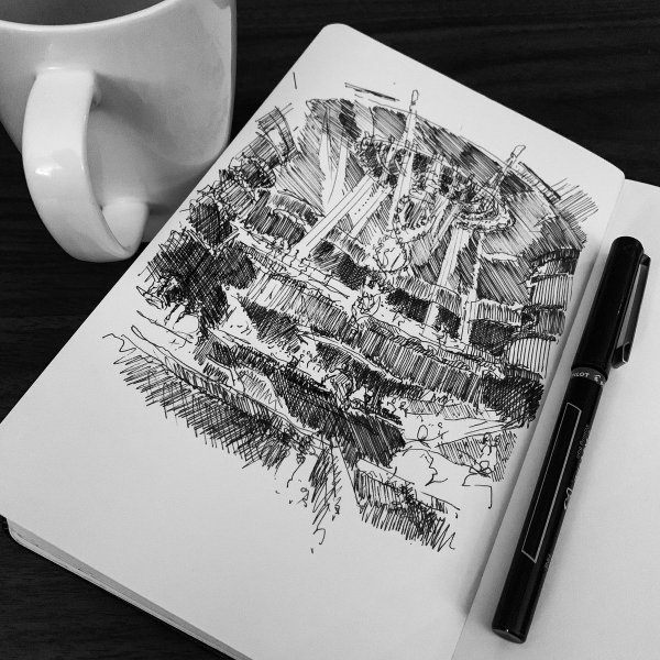 Скетчинг черно белый