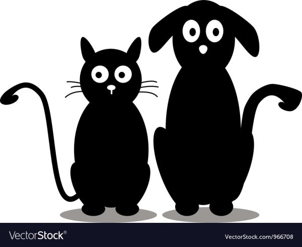 Котик и собачка силуэт