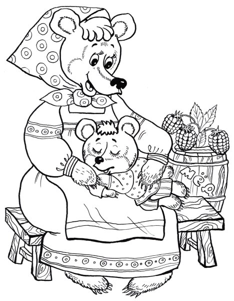 Раскраска Михайло Потапыч из сказки три медведя