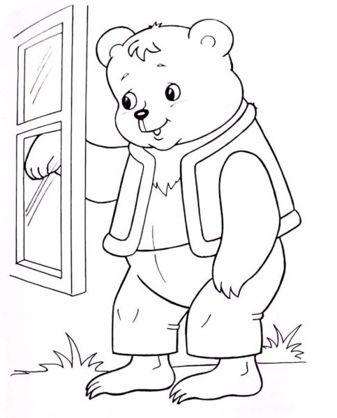 Медведь из сказки Теремок раскраска для детей
