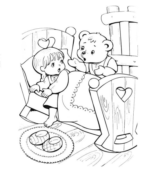 Маша и три медведя сказка раскраска