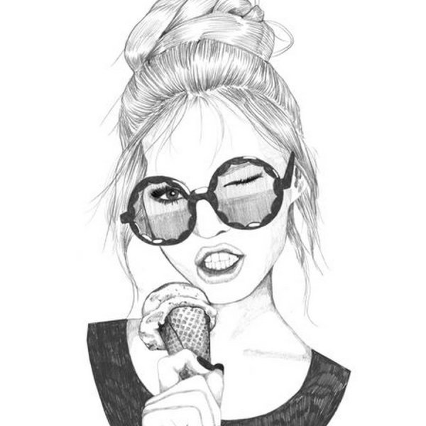 Рисунки для срисовки девушки в очках