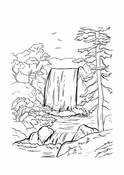 Раскраска водопад