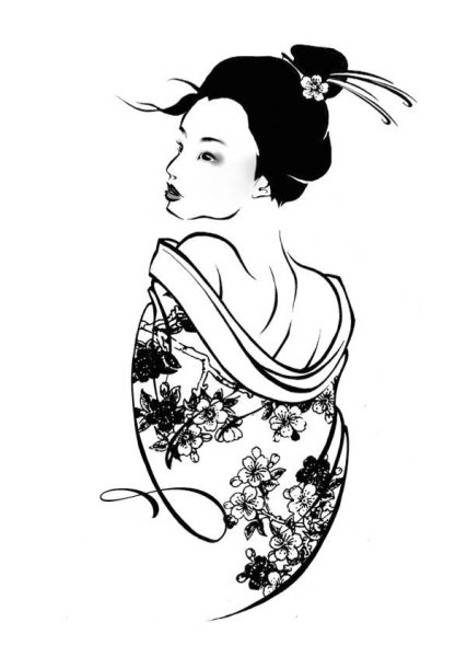 Контурные рисунки в японском стиле