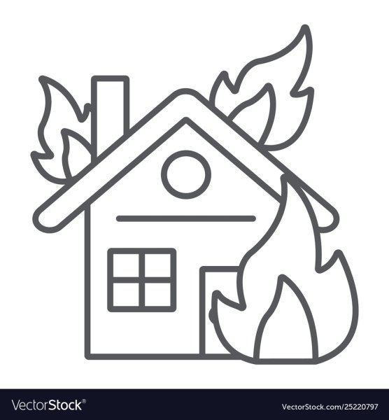 Горящий дом раскраска