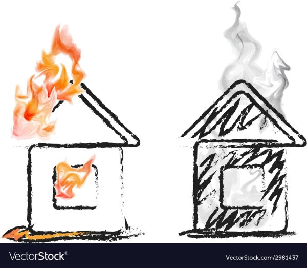 Сгоревший дом иллюстрация