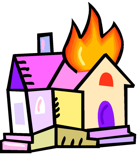 Горящий дом на прозрачном фоне