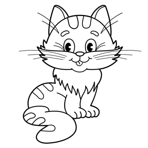 Кошка раскраска для детей