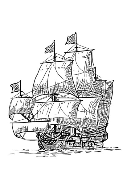 Корабль раскраска сбоку