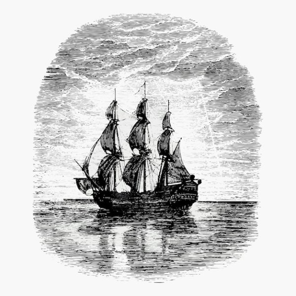 Корабль в черно белом цвете