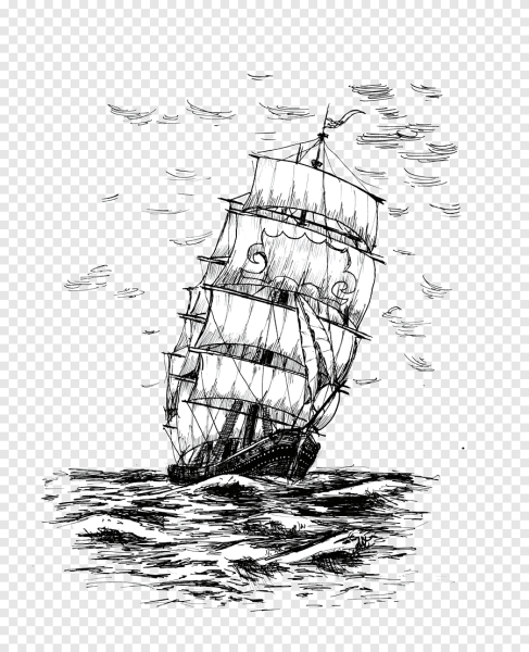 Корабль черно белый