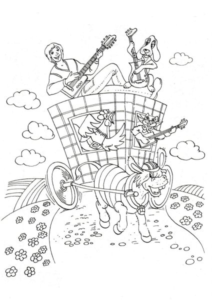 Бременские музыканты осел раскраска