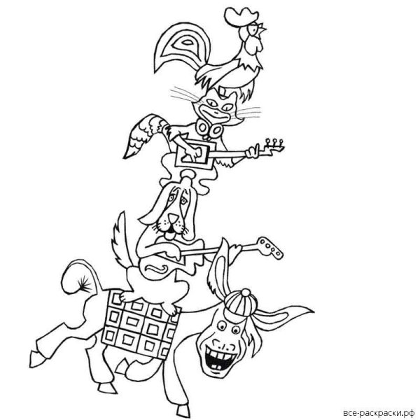 Бременские музыканты раскраска Атаманша