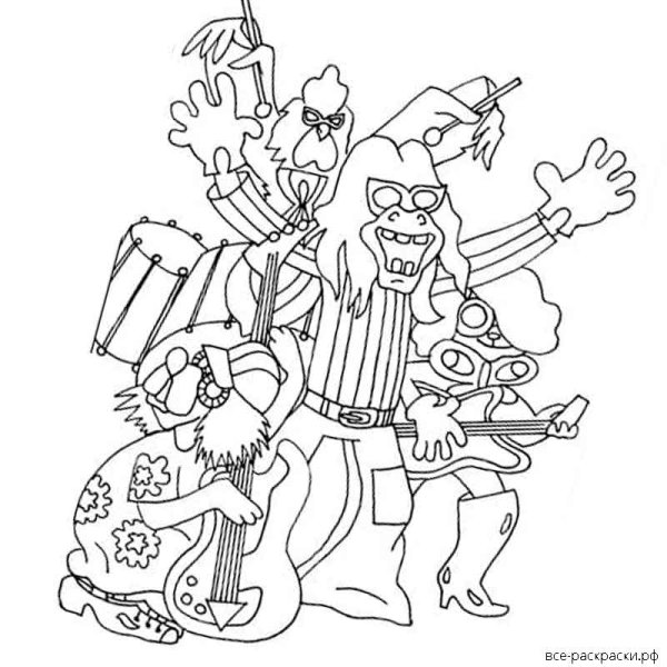 Раскраска по следам бременских музыкантов