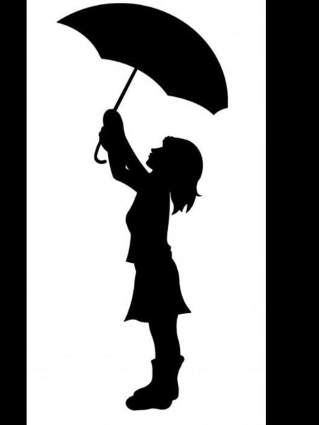 Девочка с зонтиком силуэт