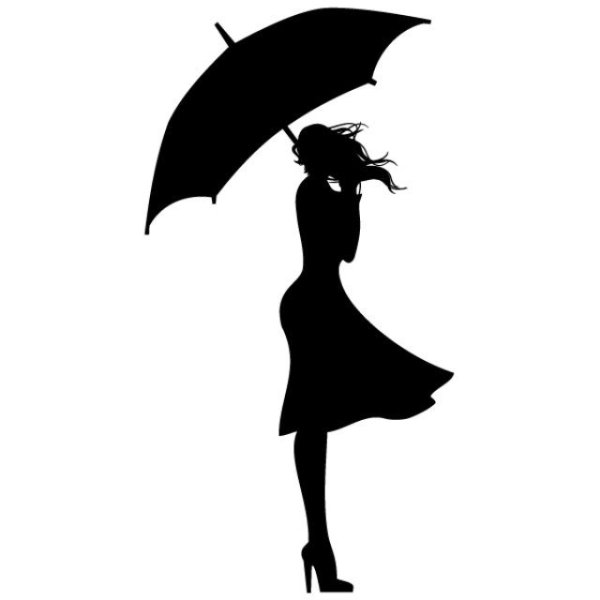 Силуэт девушки с зонтом